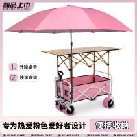 免運 可開票 擺攤小推車購物露營野餐車折疊桌便攜可升降夜市腸粉烤腸帶遮陽傘