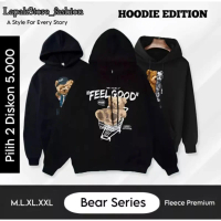 LS_F Sweater Hoodie Teddy Bear Font Bear Oversize Pria Distro Fleece Tebal Premium Unisex M L XL XL
