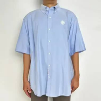Kemeja AAPE HEAD PATCH POCKET WHITE BLUE SHIRT 100% ORIGINAL L