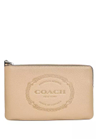 COACH Large Corner Zip Wristlet With Coach Heritage - Beige