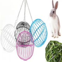 Hanging Chicken Feeder Iron Wire Hamster Rabbit Treat Ball Vegetable String Ball Poultry Fruit Holder Stainless Steel Chain