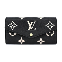 Louis Vuitton Sarah 經典LOGO牛皮壓花皮革襯裡信封長夾(黑色)M80496