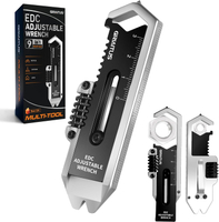 Small Multitool Wrench 9 in 1 Pocket Adjustable Wrench for Screw withPry Bar Nail Puller Tool Calipe