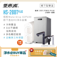 愛惠浦 雙溫櫥下型 HS288T PLUS觸控熱飲機+Waterdrop G2P600 RO逆滲透無桶直輸生飲淨水器/純水機