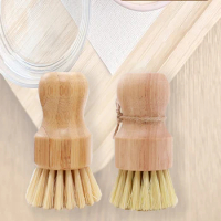 Bamboo Dish Scrub Brush Soap Dish Kitchen Wooden Dish Scrubber Cleaning Brush for Washing Dish Cast Iron Pan Pot