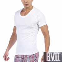 BVD 5件組時尚舒適型男純棉U領羅紋短袖內衣
