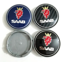 4pcs x 63mm Blue Carbon Black Car Wheel Center Cap Rims Hub Caps For SAAB 9 3 9 5 9-3 9-5 SAAB Emblem Badge Accessories