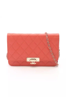 Chanel Pre-Loved Chanel matelasse Cocorock chain wallet Caviar skin orange gold hardware