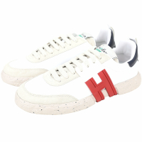 HOGAN 3R 紅字母橡膠拼麂皮繫帶運動鞋(女鞋/白色)