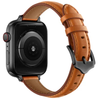 Cowhide Genuine Leather Slim Band For Apple Watch SE 44mm Strap Apple Watch Wristband Apple Watch Series 7 45mm Strap