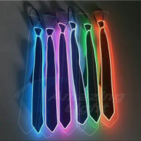 Led Glowing Tie Men's El Wire Glowing Tie Adjustable Flashing Tie