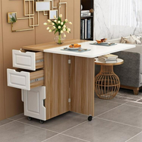 簡約現代小戶型伸縮摺疊餐桌長方形行動廚房儲物櫃簡易飯桌椅組合 樂樂百貨