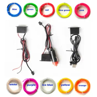 1M/2M/3M/5M Car EL Wire Neon Cold Light Flexible Tube Rope LED Lights Auto Accessories Interior Ambient Strip Lamp