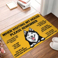 Custom Siberian Husky Doormat Mat Anti-Slip Alaskan Malamute Dog Bathroom Kitchen Garage Rug Carpet 40*60cm