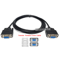 DB9 9 pin Serial RS232 Female to DB9 Female Connectors Cable Null Modem Cord Cross TX/RX line for Da