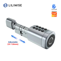 Liliwise Fingerprint Adjustable Cylinder Lock APP Key IC Card Fingerprint European Smart Lock Mortise Door Lock
