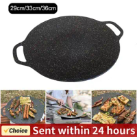 Outdoor Grill Pan Korean Roastig Frying Pan Non-stick Barbecue Plate Induction Cooker BBQ Baking Tray Camping Kitchen Bakeware