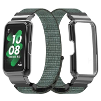 Strap For Honor Band 6 7 Smart Band Accessories Nylon Weave Watch Band For Huawei Band 7 6 Bracelet Metal Case Protector Bumper