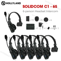 Hollyland Solidcom C1 6s Full-Duplex Wireless Headset Intercom System with 6 Headsets Headphone Microphone 1000ft Los Range