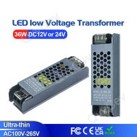 Bekalan Kuasa LED, Ultra Nipis, 36W, DC12V / 24V, Penyesuai Transformers Pencahayaan, Suis AC110-265