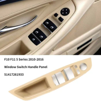 Left Side Door Handle,Window Switch Armrest Panel Door Armrest Pull Handle For-BMW F10/F11 5 Series 2010-2016(Beige)