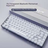 EWEADN NJ80 Transparent Bluetooth Wireless 2.4G Mechanical Keyboard for Pc Hotswap Rgb Backlit Keyboard Diy Desktop Game Gifts