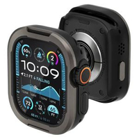 全城熱賣 - 適用蘋果apple watch鋁合金屬矽膠二合一iwatch11半包邊框保護殼鈦黑46mm(10/11代)