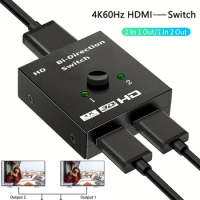 HDMI-compatible 2 Port 4K 2 in 1 out &amp; 1 in 2 out Switch KVM Bi Directional Switcher UHD 4K 60Hz 3D HD 2 Input 1 Output Splitter