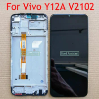 Black 6.51inch For Vivo Y12A V2102 LCD Display Touch Screen Digitizer Panel Assembly Replacement Parts With Frame