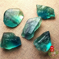 水晶石 水晶原石 天然綠色藍色螢石擺件原石原礦毛料 水晶能量石標本-快速出貨