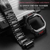 Mecha Set MechWarrior Strap Case For Casio DW5600 DW-5600 GW-B5600 Watchband Precision Trendy Steel Watch Chain Bezel Bracelet