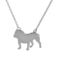 1Pc New Cute Bulldog Silhouette Carm Animal Necklaces Pendants Mix Color Link Chain Collier Boheme Men Women Jewelry Book Tag