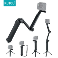 KUTOU Handheld Sports Camera Vlog Folding Selfie Stick Tripod for Go Pro Insta360 One R RS DJI AKASO Cameras for Smart Phones