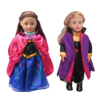 Anna Purple Dress Cosplay Anime Figure Costume 18 Inch Girl Doll Clothes American Ours &amp; Generation Kids Toys Dolls Accessories