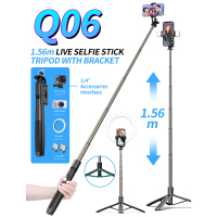 Q06 Bluetooth selfie Stick ขาตั้งกล้องอเนกประสงค์แบบพับได้สำหรับ Livestream vlogging W รีโมทคอนลสำหร