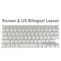 Korean KR &amp; US QWERTY Laptop Keyboard for Samsung Notebook 9 13.3' NT930XBE NT 930XBE Backlit White / Silver No Frame