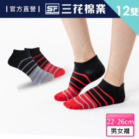 【SunFlower 三花】12雙組炫彩條紋隱形襪.襪子(二色任選)