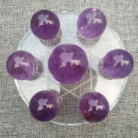 7pcs 2cm Seven Star Group purple Crystal Chakra Sphere Crystal Balls with 8cm Lucency Crystal Base Reiki Healing