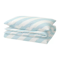 SLÖJSILJA 單人被套附一個枕頭套, 淺藍色/白色/條紋, 150x200/50x80 公分