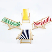 Mini House Furniture Miniature Adornments Crafts Chaise Lounge Chair Beach Chairs