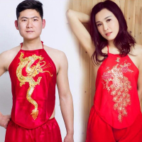 免運 保密出貨 情趣服飾 男士成人綢棉肚兜大碼護胃暖胃肚兜紅色本命年男女表演肚兜中國風 【本商品含有兒少不宜內容】
