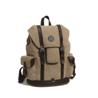 Retro canvas waterproof backpack anti-theft laptop backpack shoulder bag hiking mountaineering backpack men