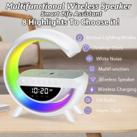 Bộ sạc không dây Bt3401, Loa Bluetooth, có đèn ngủ, đồng hồ báo thức, máy âm thanh tiếng ồn, đèn bàn
