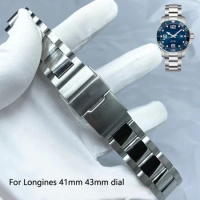 Curved End Stainless steel Watch Strap for Longines master Conquest HydroConquest L3.642.4 L3.781.4 series Watchbands 21mm