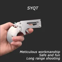MINI Revolver Rubber Band Gun Foldable High Quality Stainless Steel Mini Gun Child Gift Toy Continuous Hair Toy Pistol