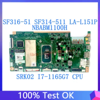GH4UT LA-L151P Mainboard For Acer Swift 3 SF316-51 SF314-511 NBABM1100H Laptop Motherboard W/ SRK02 I7-1165G7 CPU 100% Tested OK