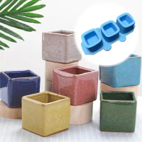 Silicone Mold 3 Holes Flower Pot Gypsum Cement Mold Silicone Cube Ice Square Cup DIY Home Mold Decoration Round Ice Making V5J2