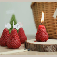 1PCS Strawberry Decorative Aromatic Candles Soy Wax Scented Candle for Birthday Wedding Decoration Candle Cake Cupcake Topper