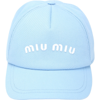 miu miu 字母刺繡斜紋布棉質棒球帽(天藍色)