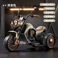 全城熱賣 - 德國暢銷兒童電動摩托車玩具寶寶一二三週歲半小女孩男童六一生日禮物（高配遙控款）棕金色+雙驅動+升級版大電瓶+藍牙早教+遙控+防滑輪+頭盔